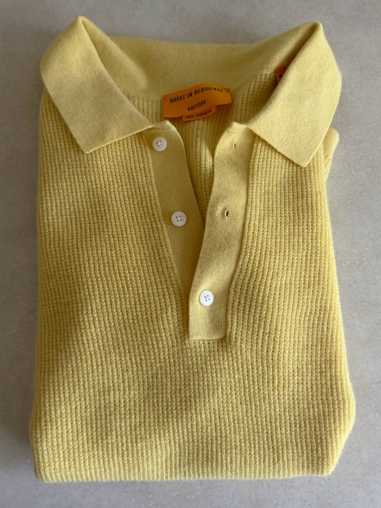 Guest In Residence, Cashmere Waffle Knit Polo Tee — image 3 of 8
